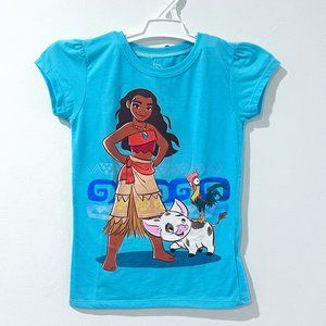 Disney Moana Blue Ruffled Girls Glitter T-Shirt